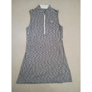 Zero Restriction Womens Grey Space Dye Sleeveless Golf Dress Quarter Zip Med
